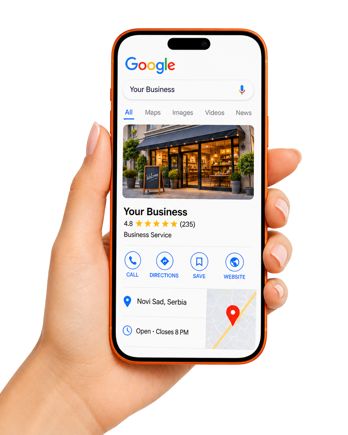 Google Business Profile displayed on a phone